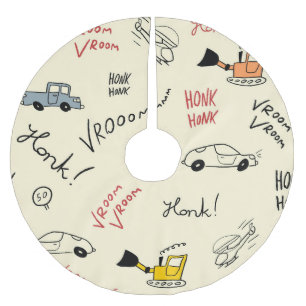 Sömlös bil Teckning: Sänglakan för barn Julgransmatta Borstad Polyester