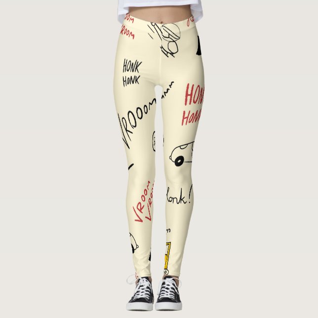 Sömlös bil Teckning: Sänglakan för barn Leggings (Framsida)