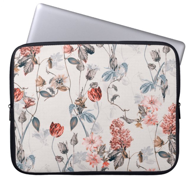 sömlös blomdesign med lätt bakgrundsblomma laptop fodral (Framsidan)