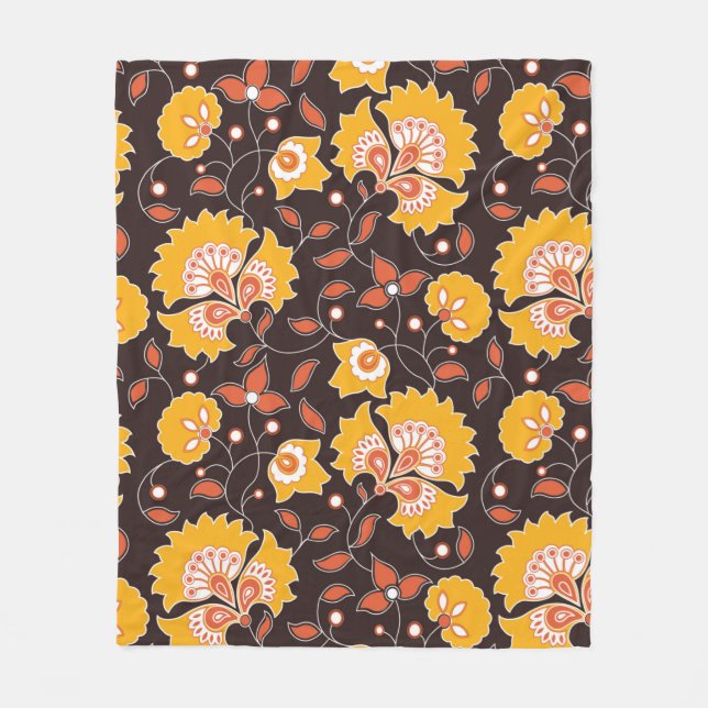 sömlös blomma färgad indian stil mönster på br fleecefilt (Framsidan)