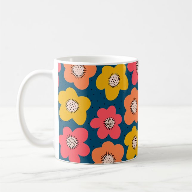 Sömlös blomma mönster. Fet blommigt Skandinavian Kaffemugg (Vänster)