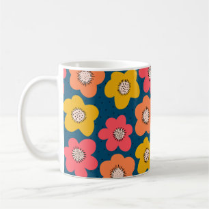 Sömlös blomma mönster. Fetma blommigtar Skandin Kaffemugg