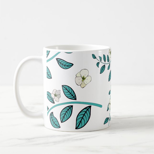 Sömlös blomma Mönster Kaffemugg (Vänster)