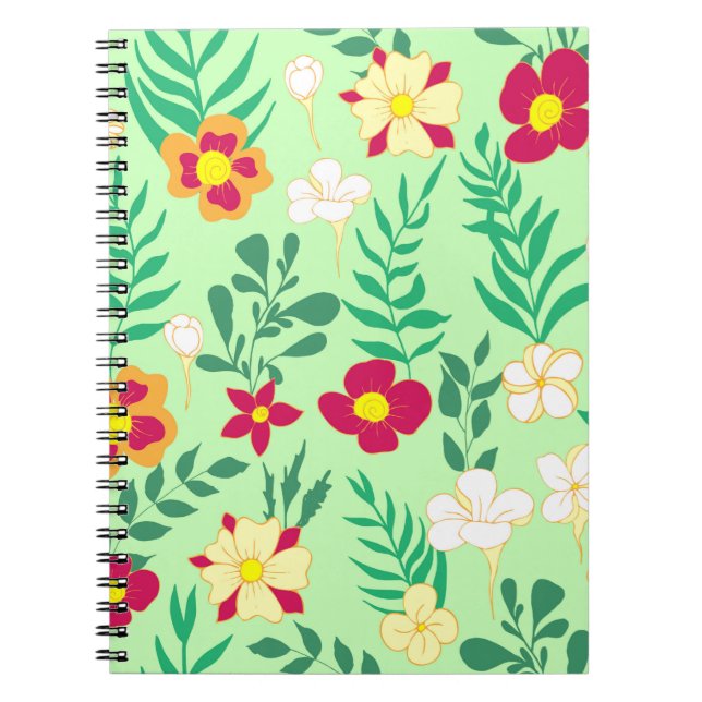 Sömlös blomma och bottendekaler från mönster, bak anteckningsbok (Framsidan)