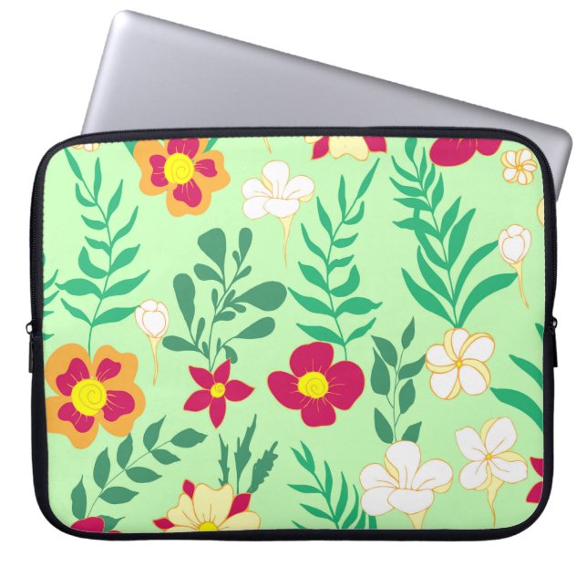 Sömlös blomma och bottendekaler från mönster, bak laptop fodral (Framsidan)