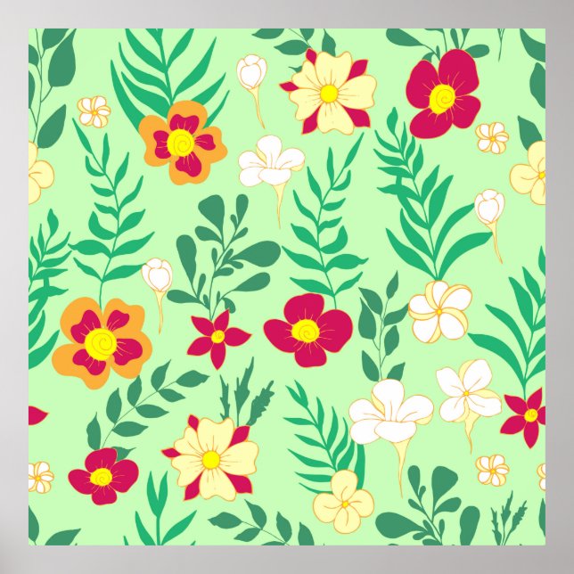 Sömlös blomma och bottendekaler från mönster, bak poster (Framsidan)
