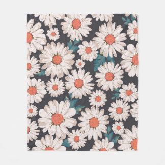 Sömlös Blommar Daisy Flower Mönster Fleecefilt