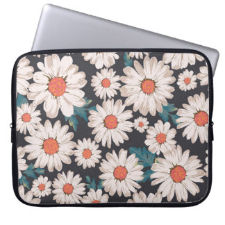 Sömlös Blommar Daisy Flower Mönster Laptop Fodral