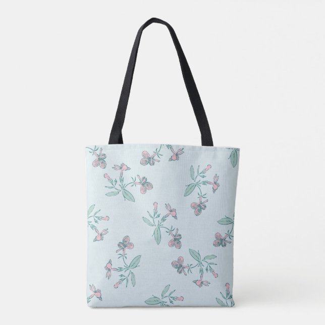 Sömlös Blommigt Botaniskt Mönster Tygkasse (Baksida)