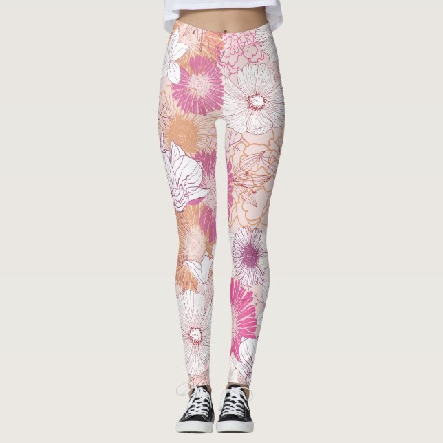 Sömlös Blommigt Leggings (Framsida)