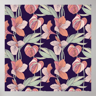 Sömlös blommigt mönster,blomma,orchid,moder poster