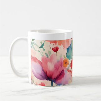 Sömlös blommigt mönster-vinjett kaffemugg