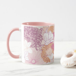 Sömlös Blommigt Mugg