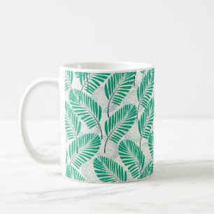 Sömlös blommigt, naturlig abstrakt mönster på vitt kaffemugg