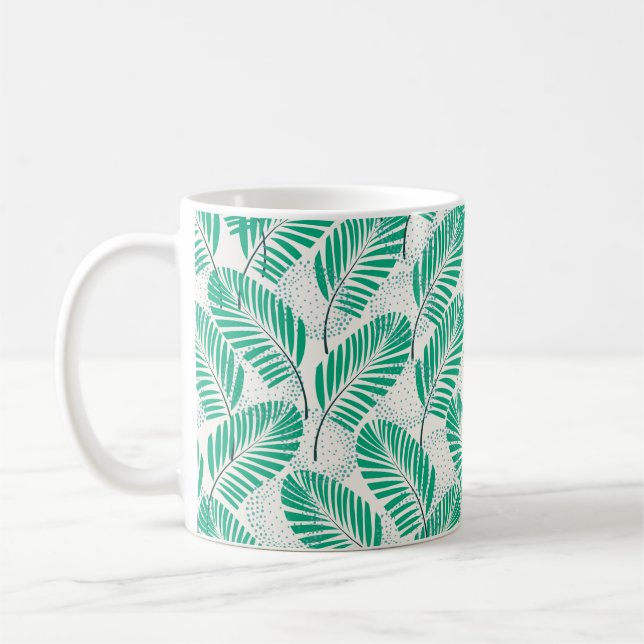 Sömlös blommigt, naturlig abstrakt mönster på vitt kaffemugg (Vänster)