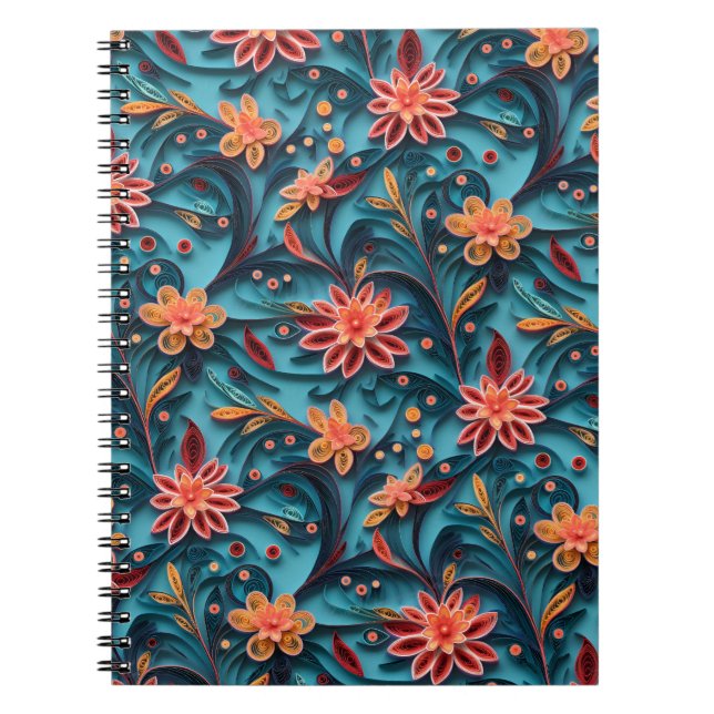 Sömlös blommigt papper mönster fotopatbok anteckningsbok (Framsidan)