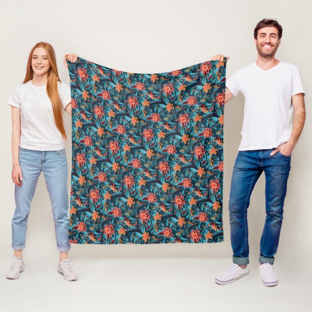 Sömlös blommigt pappra mönster Fleece Blanket (På plats)