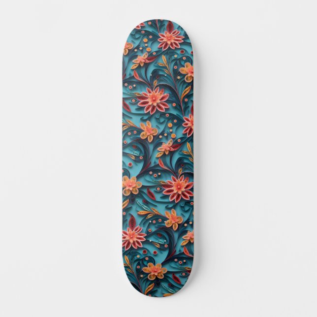 Sömlös blommigt Skateboard pappra mönster (Framsida)