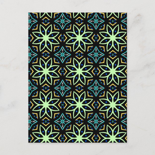 Sömlös Blommigt Symmetrisk Mönster Vykort (Framsida)