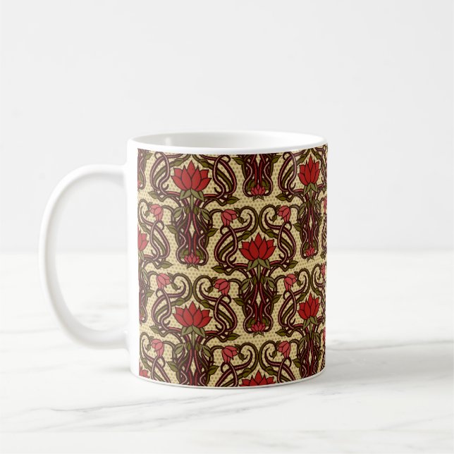 Sömlös blommigt tapet i art nouveau stil, Vi Kaffemugg (Vänster)
