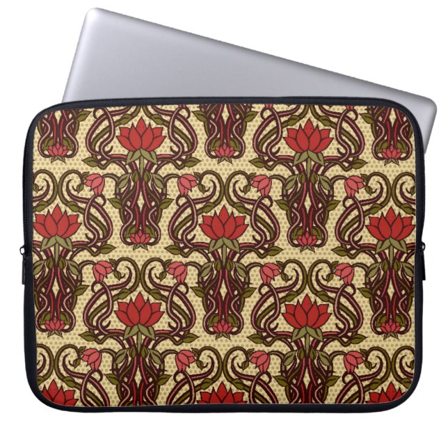 Sömlös blommigt tapet i art nouveau stil, Vi Laptop Fodral (Framsidan)