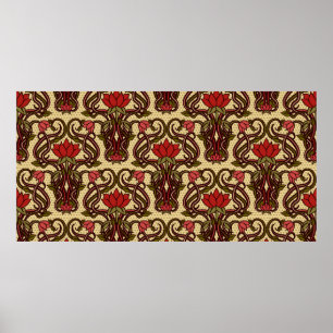 Sömlös blommigt tapet i art nouveau stil, Vi Poster