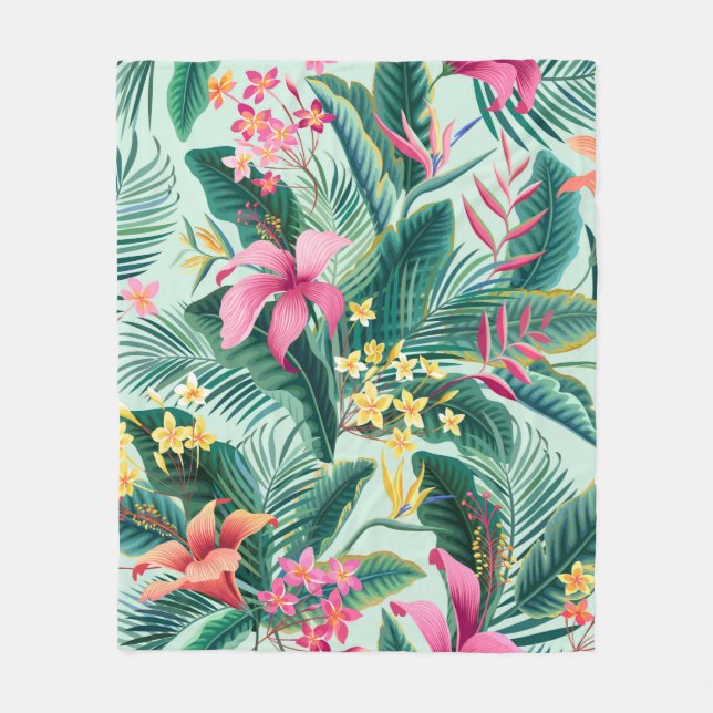 sömlös blommigt tropiska mönster med hibiscus och fleecefilt (Framsidan)