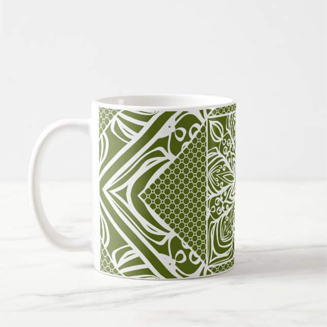 Sömlös blommigtens geometriska mönster. Vintage il Kaffemugg (Vänster)
