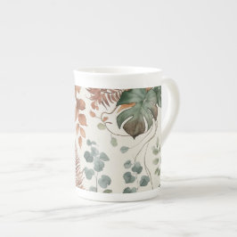 Sömlös boho botanisk mönster Blommor Benporslin Mugg