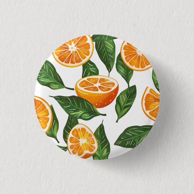 Sömlös botanisk frukt orange citrus knapp (Framsida)
