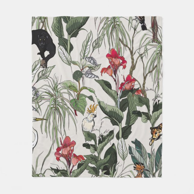 Sömlös botanisk illustration av Mönster Hand plock Fleecefilt (Framsidan)