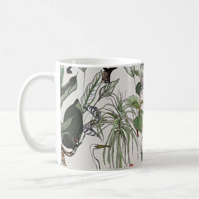 Sömlös botanisk illustration av Mönster Hand plock Kaffemugg (Vänster)