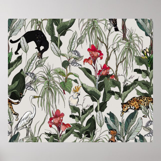 Sömlös botanisk illustration av Mönster Hand plock Poster (Framsidan)