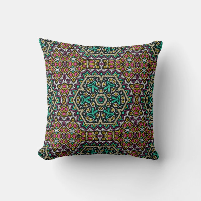 Sömlös broderietribal ethno boho prydnadsföremål t kudde (Framsida)