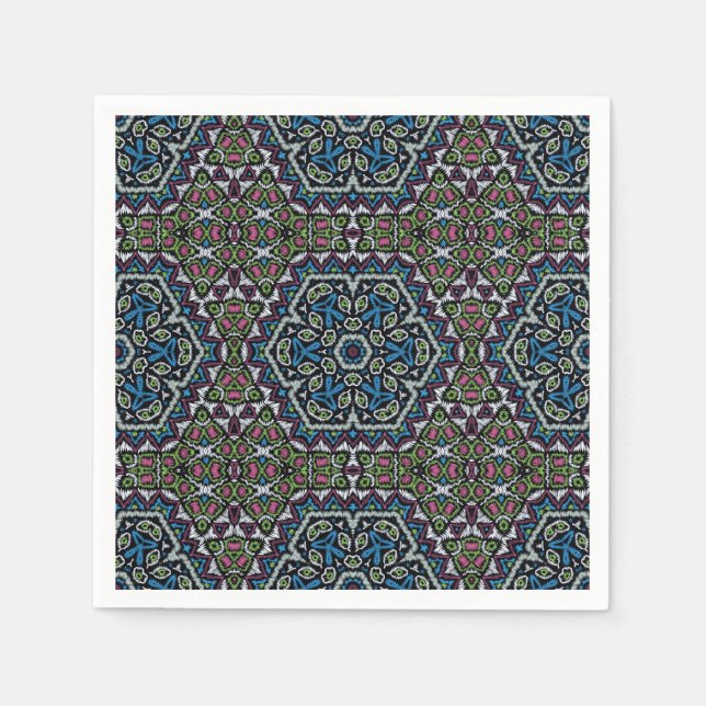 Sömlös broderietribal ethno boho prydnadsföremål t pappersservett (Framsidan)