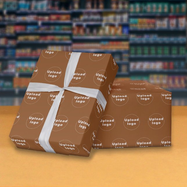 Sömlös Business Logotyp Brown Wrapping Papper Presentpapper (Seamless pattern of your business logo on brown wrapping paper.)