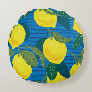 Sömlös citrus mönster. Hand plockade illustration  Rund Kudde