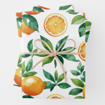 Sömlös Citruslund | Citron & Apelsin presentpapper
