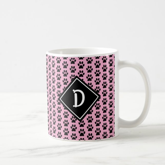 Sömlös Cute Tass avtryck Monogram Kaffemugg (Höger)