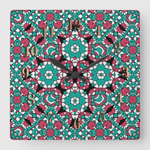 Sömlös, dekorativ retro moroccan arabic-vintage fyrkantig klocka