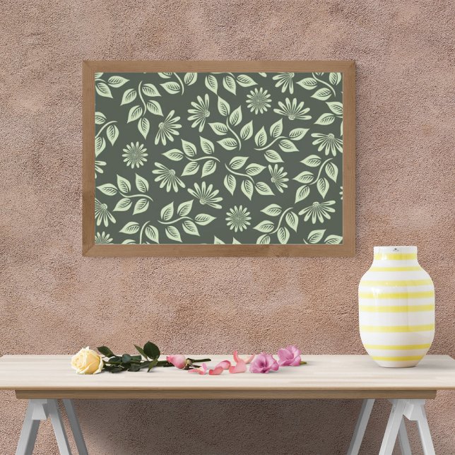 Sömlös design med blommor och Löv Fototryck (Skapare uppladdad)
