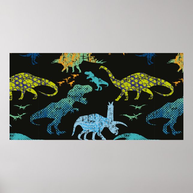 Sömlös Dino mönster. Ursprunglig utformning med t- Poster (Framsidan)