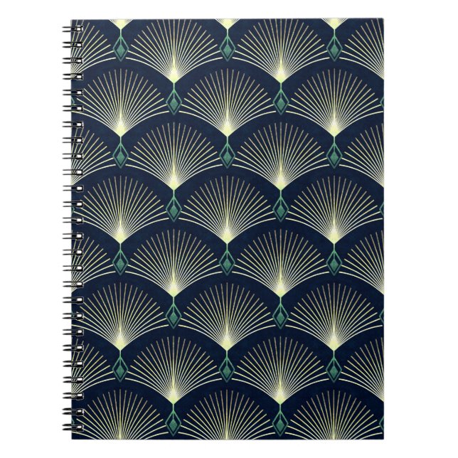 Sömlös elegantens geometriska mönster. Blue Art De Anteckningsbok (Framsidan)