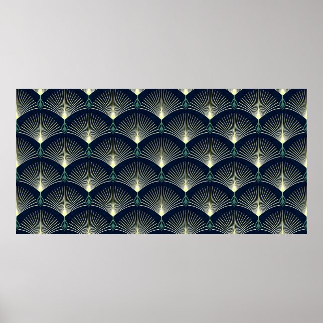 Sömlös elegantens geometriska mönster. Blue Art De Poster (Framsidan)