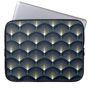 Sömlös elegantens geometriska mönster. Blue Art Laptop Fodral