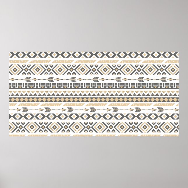 Sömlös etnisk beige mönster. illustration poster (Framsidan)