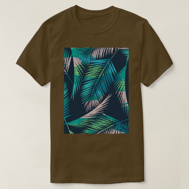 Sömlös exotisk mönster med tropiska växter T T Shirt (Design framsida)