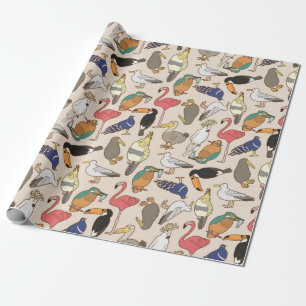 sömlös fågel mönster presentpapper