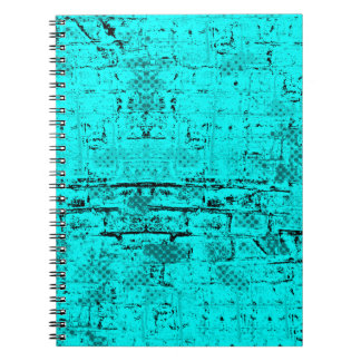 Sömlös färg grunge-turkos. Halftone inslag Anteckningsbok