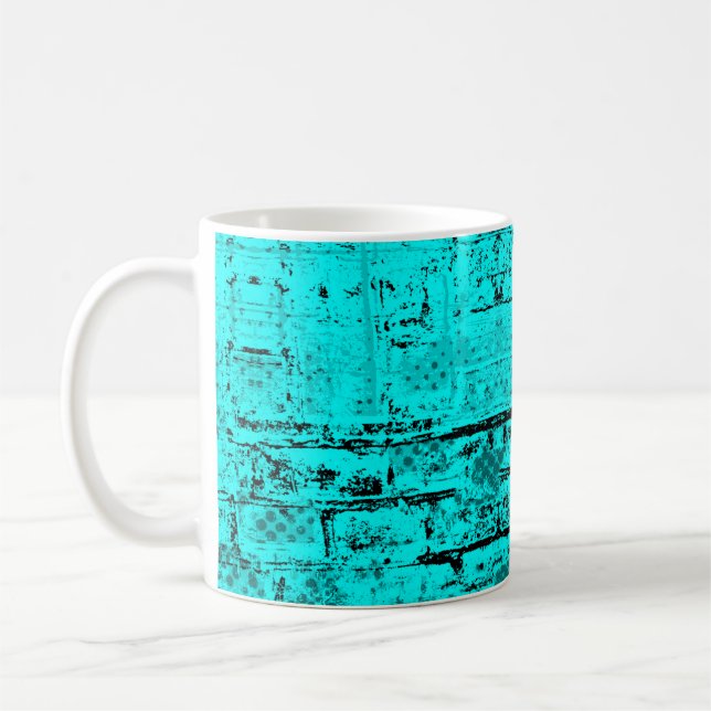 Sömlös färg grunge turkos. Halftone inslag Kaffemugg (Vänster)